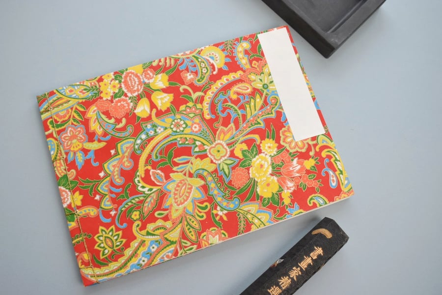 Sketchbook, Chiyogami, Traditional Japanese Craft Binding, Silk Thread