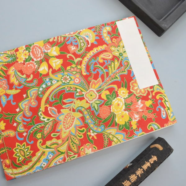 Sketchbook, Chiyogami, Traditional Japanese Craft Binding, Silk Thread