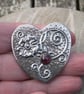 Silver Pewter Strawberry Flower Brooch with Garnet - Image 3