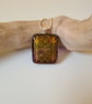 Sparkly gold patterned fused glass pendant - Image 1