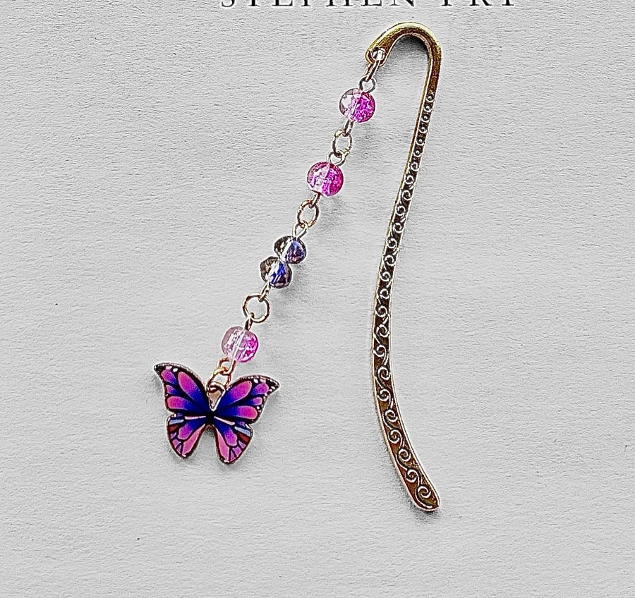 Butterfly Charm Metal Beaded Bookmark