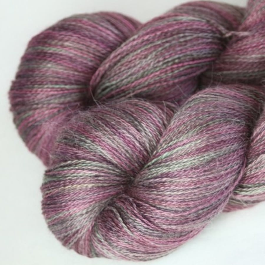 Silvery Heather - Silky baby alpaca laceweight yarn