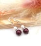 Pearl Earrings - Elderberry Pearl Bridal Drop Earrings - Purple Pearl Drops   - Image 3