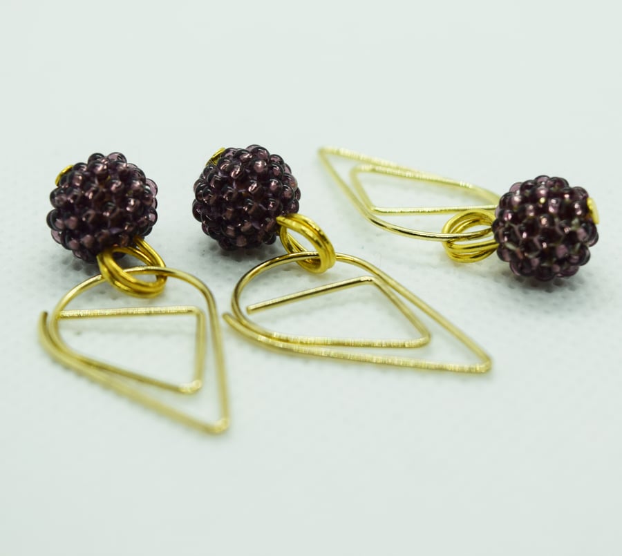 Purple Beaded Bead Teardrop Journal Planner Clips, Paperclip Bookmarks