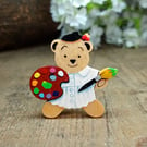 Artist Pin, Handmade Art Student Gift, Artist Bear Brooch, Painting Badge Gift