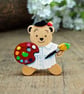 Artist Pin, Handmade Art Student Gift, Artist Bear Brooch, Painting Badge Gift - Image 1