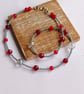 Ruby Red Glass Bead and Grey Seed Bead Necklace - Image 2