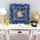 1.12 Scale Miniature Cross Stitch Framed Picture - Floral Design