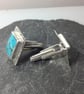 Silver and turquoise rectangular cufflinks  - Image 3