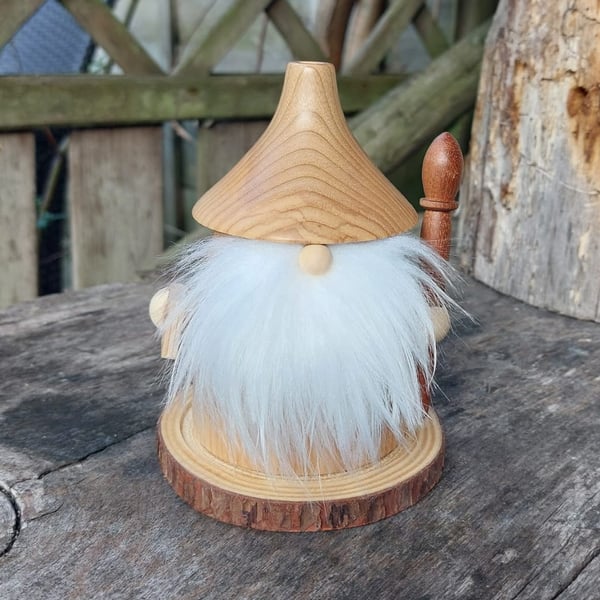 Artisan Handcrafted Wood turned Wizard Gonk Incense Burner. Halloween