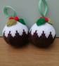 Set of 2 Christmas Pudding baubles 