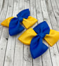 Royal Blue and Yellow Gold Square Double with Bows on Clips (pair) - Image 2