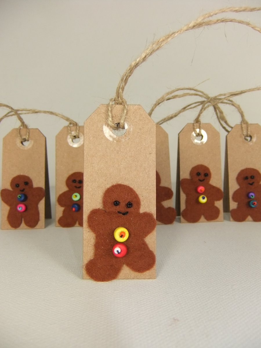 6 Little Gingerbread Man Tags