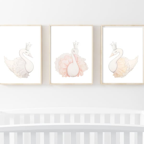 Swan Nursery Wall Art - SET OF 3