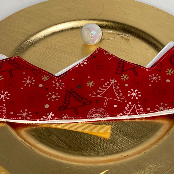 Pick and Mix Christmas reusable crowns. Red 'scandi' style trees and reindeer