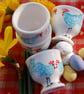 egg cup, blue chicken, hand painted ceramic - Image 1