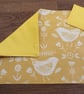 Yellow Ochre Placemat. Bird, Floral Scandi Style. Free Delivery - Image 2