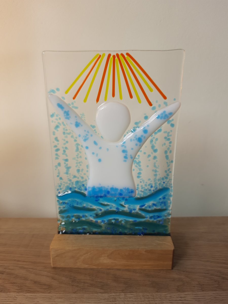 Fused Glass Baptism Joy Celebration Panel