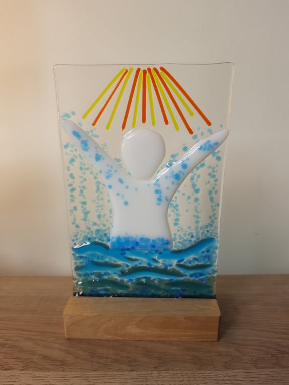 Fused Glass Baptism Joy Celebration Panel