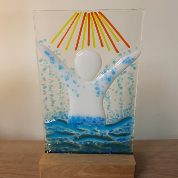 Fused Glass Baptism Joy Celebration Panel