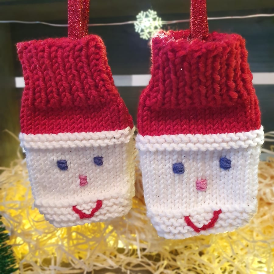 Baby Santa, Mittens, Mitts, Gloves, Hand Knitted 100% Merino Wool, Age 1-2 Years