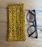Golden Yellow Leopard Print Quilted Fabric Glasses Case