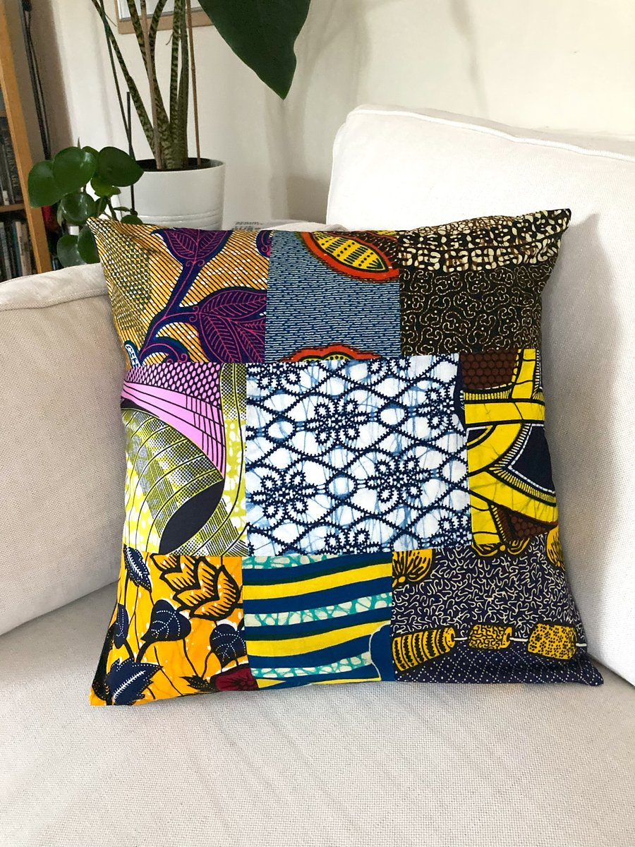 African fabric patchwork cushion cover