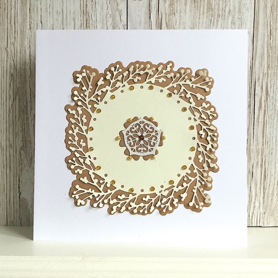 Birthday card - embellished with faux topaz, rubies and pearls