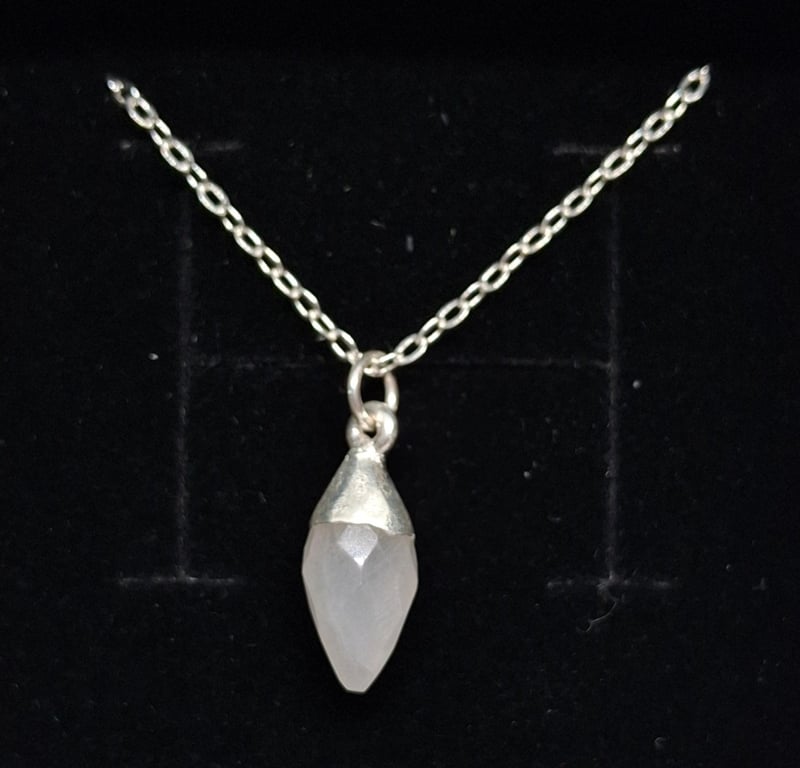 Rainbow Moonstone Marquise Necklace – Sterling Silver Gemstone Pendant