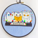 Embroidered Hoop art. Cool Cats.