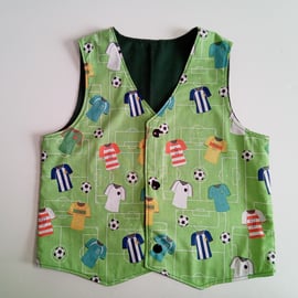 Football Waistcoat, Age 2 years, reversible boys waistcoat, boy's clothing