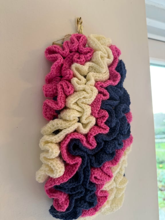 Crochet wall hanging Blue pink white