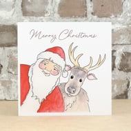 Christmas Card Santa and Dasher