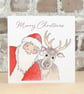 Christmas Card Santa and Dasher - Image 1