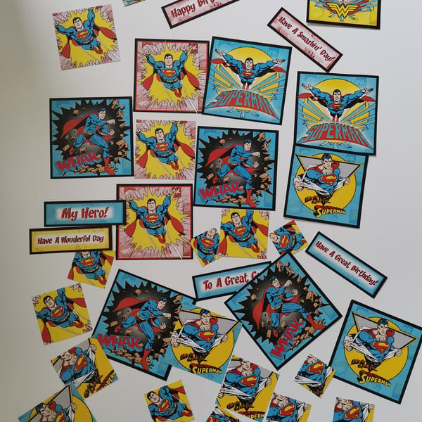 37 Piece Superhero Card Toppers, Card Making Scrapbooking