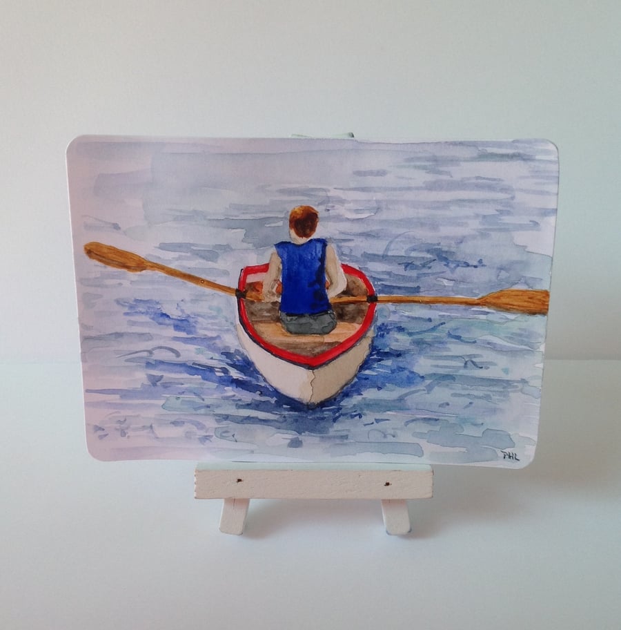 Original ACEO 'Rowing' watercolour