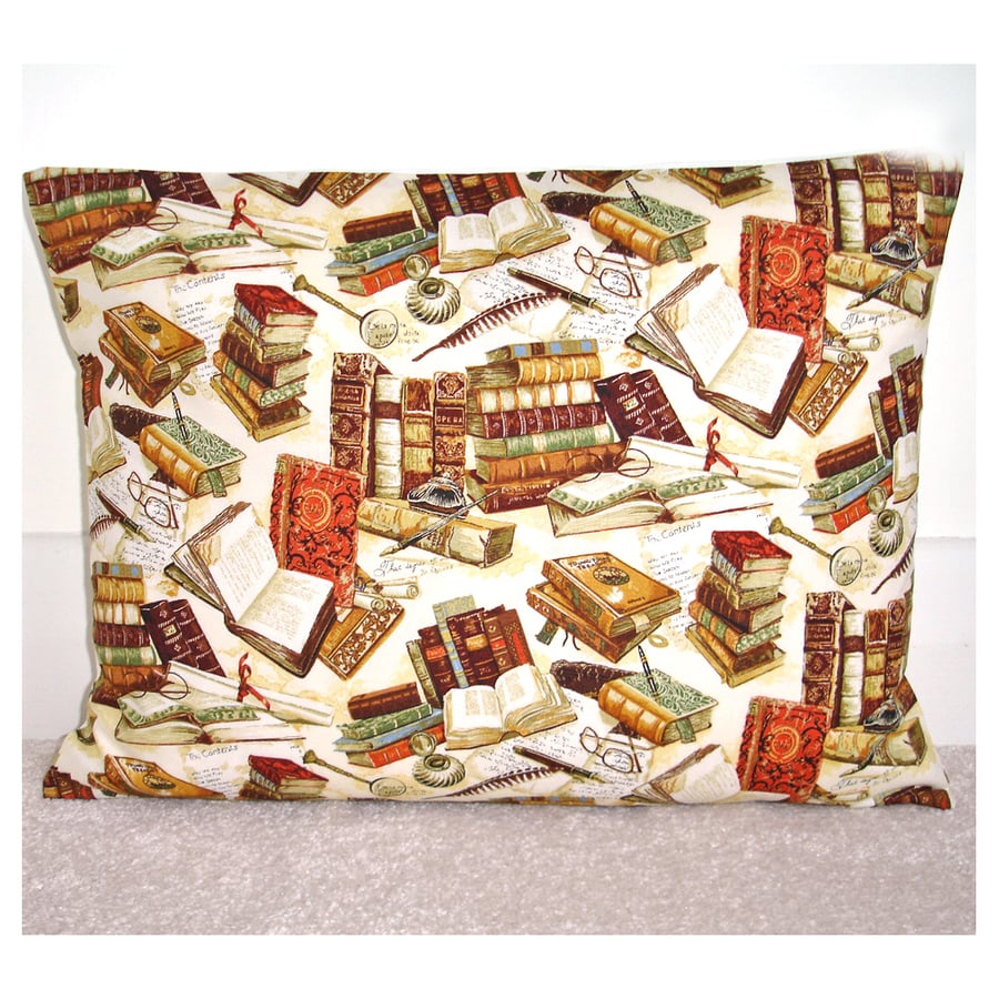 Library Cushion Cover 16x12 inch Oblong Bolster Study Books Glasses