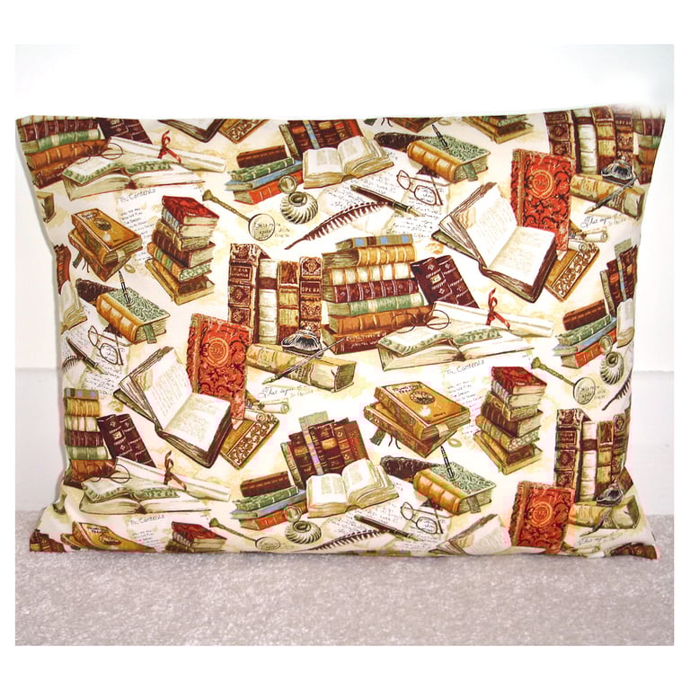 Library Cushion Cover 16x12 inch Oblong Bolster Study Books Glasses
