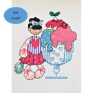 Ice cream sundae girl cross stitch Instant digital Download PDF chart