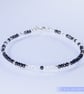 Black Spinel Sterling silver &  Rose Quartz dainty handmade beaded bracelet - Image 7