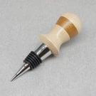 Hand Turned Wooden Bottle Stopper, Scottish Beech With Mahogany Stripe.