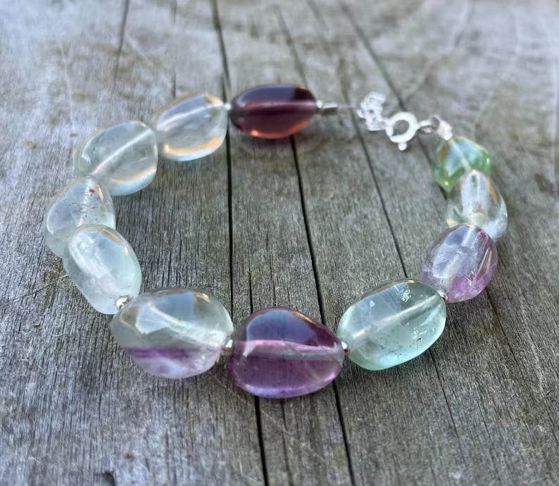 Fluorite Bracelet, Gemstone Beaded Bracelet,