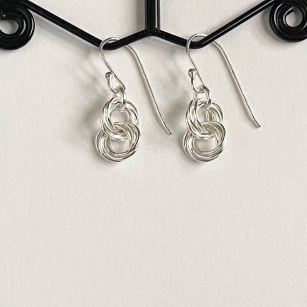 Sterling Silver Mobius Chainmaille Earrings 