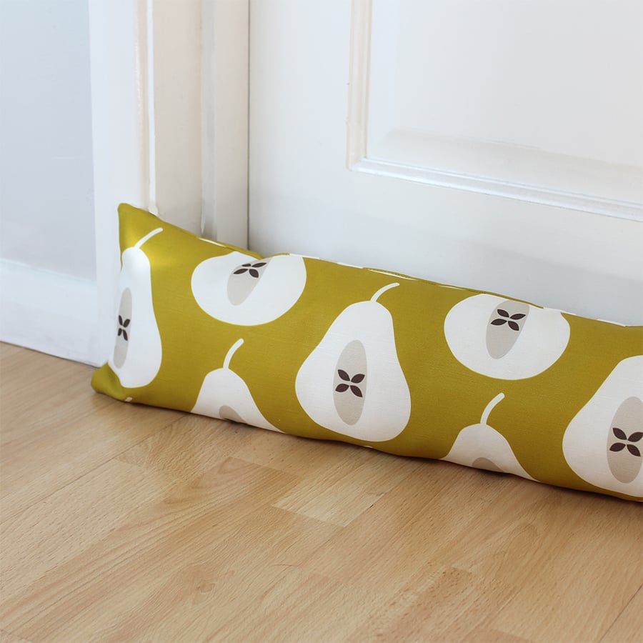 Mustard Yellow Pear Fabric Draught Excluder