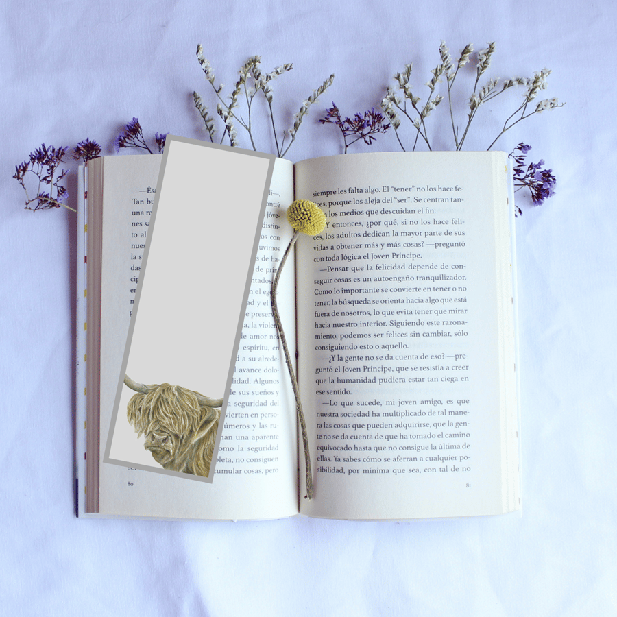 Handmade Highland Cow Wildlife Art Bookmark