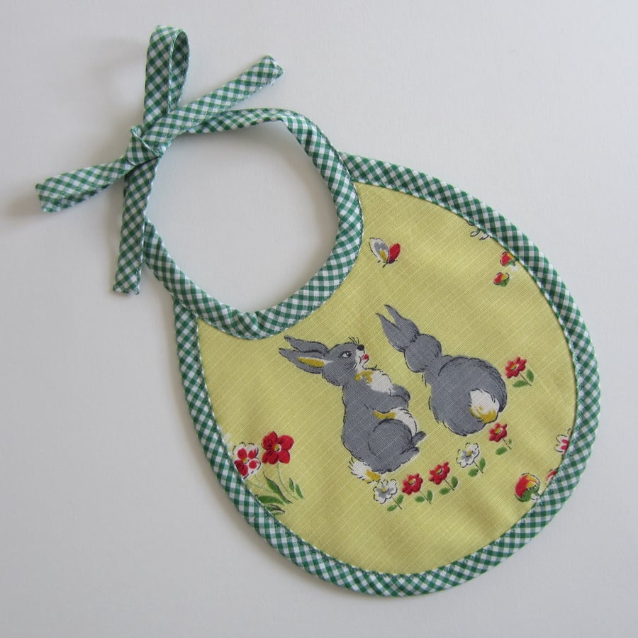 First Size Vintage Bunny Rabbit Babies Bib