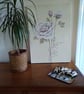 Pink and white painting of roses on canvas with pink and cream background - Image 3