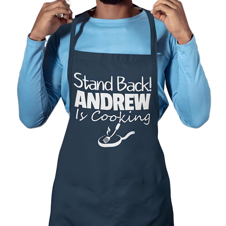 Personalised BBQ Kitchen Apron - Stand Back , personalised Name is Cooking