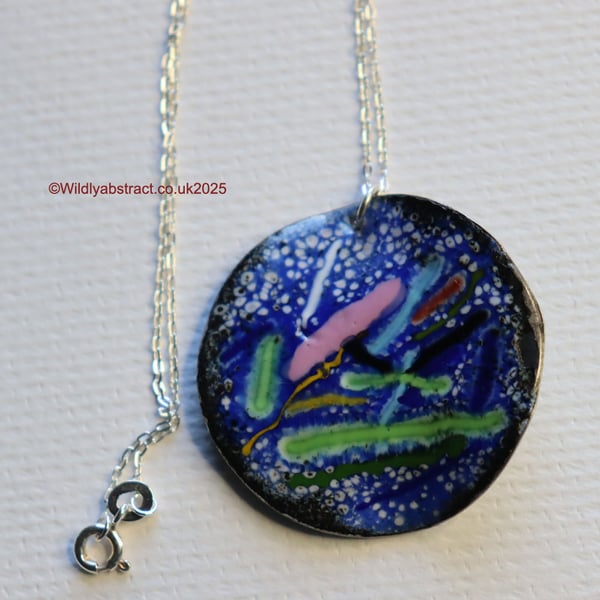 Blue thread Enamel Pendant