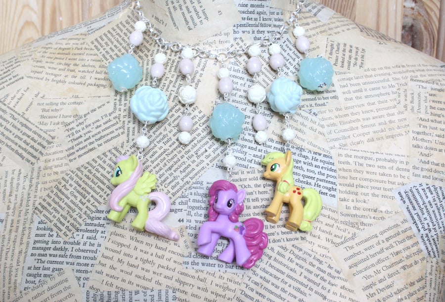My Little Pony Rose Flower Bead Statement Necklace